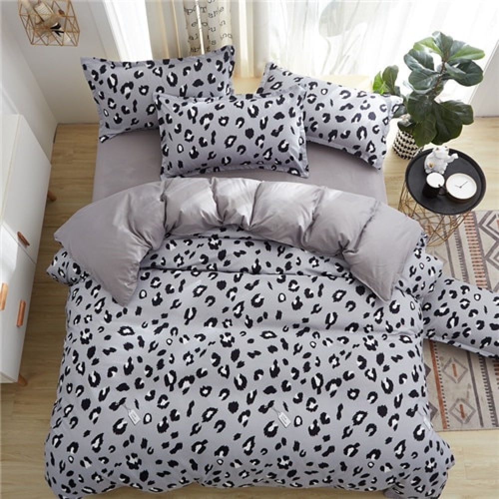 Parure de lit grise imprimé léopard 53974 bf1b01