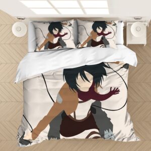 Parure de lit à motif Mikasa Ackerman. Bonne qualité, confortable et à la mode sur un lit dans une maison