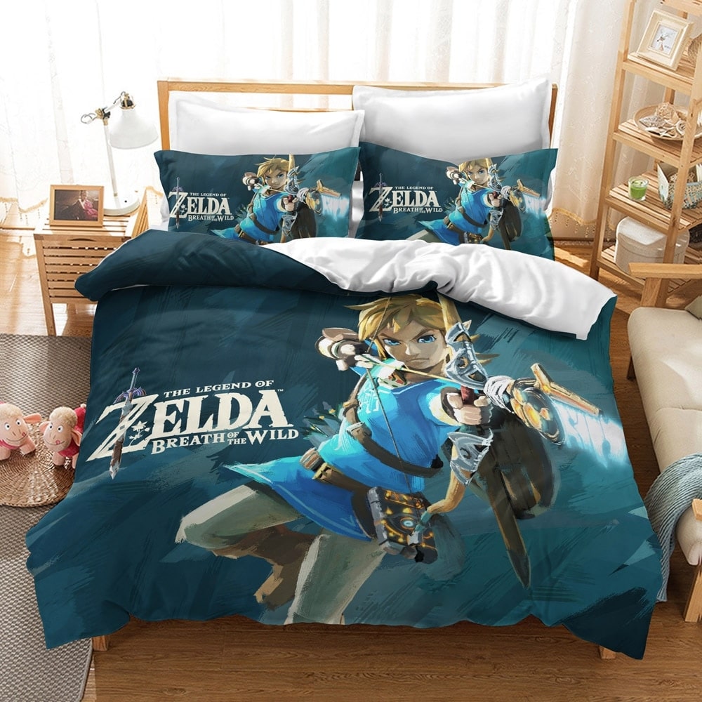 Parure de lit bleue imprimé Zelda 55440 c17874