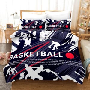 Parure de lit Basketball bleu, blanc, rouge et noir. Bonne, confortable et à la mode sur un lit dans une maison