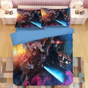 Parure de lit Sword Art Online. Bonne qualité, confortable et à la mode sur un lit dans une maison