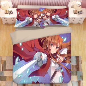 Parure de lit Asuna de Sword Art Online. Bonne qualité, confortable et à la mode sur un lit dans une maison