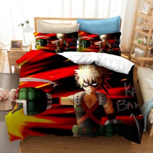 Parure de lit avec imprimé Katsuki Bakugo. Bonne qualité, confortable sur un lit dans une maison