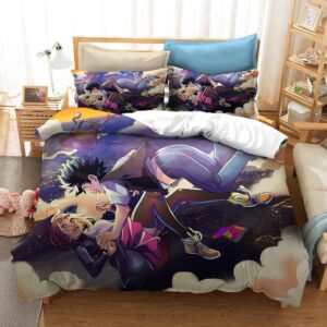 Parure de lit Midoriya Izuku et Uraraka Ochako. Bonne qualité, confortable et à la mode sur un lit dans une maison