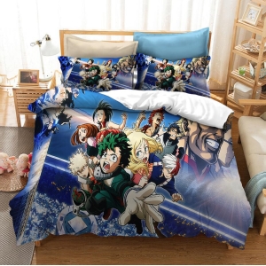 Parure de lit avec imprimé 2nde A de My Hero Academia. Bonne qualité, confortable et à la mode sur un lit dans une maison