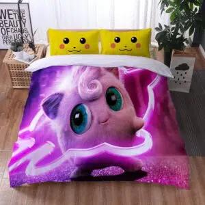 Parure de lit Pokémon Roudoudou. Bonne qualité, confortable et à la mode sur un lit dans une maison