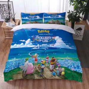 Parure de lit Pokémon power of us. Bonne qualité, confortable et à la mode sur un lit dans une maison