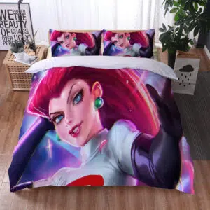 Parure de lit Jessi de Pokémon. Bonne qualité, confortable et à la mode sur un lit dans une maison