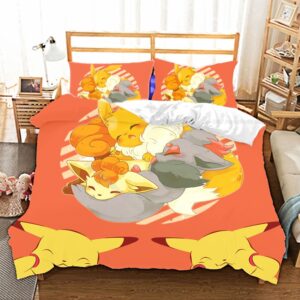 Parure de lit Pokémon endormi. Bonne qualité, confortable et à la mode sur un lit dans une maison