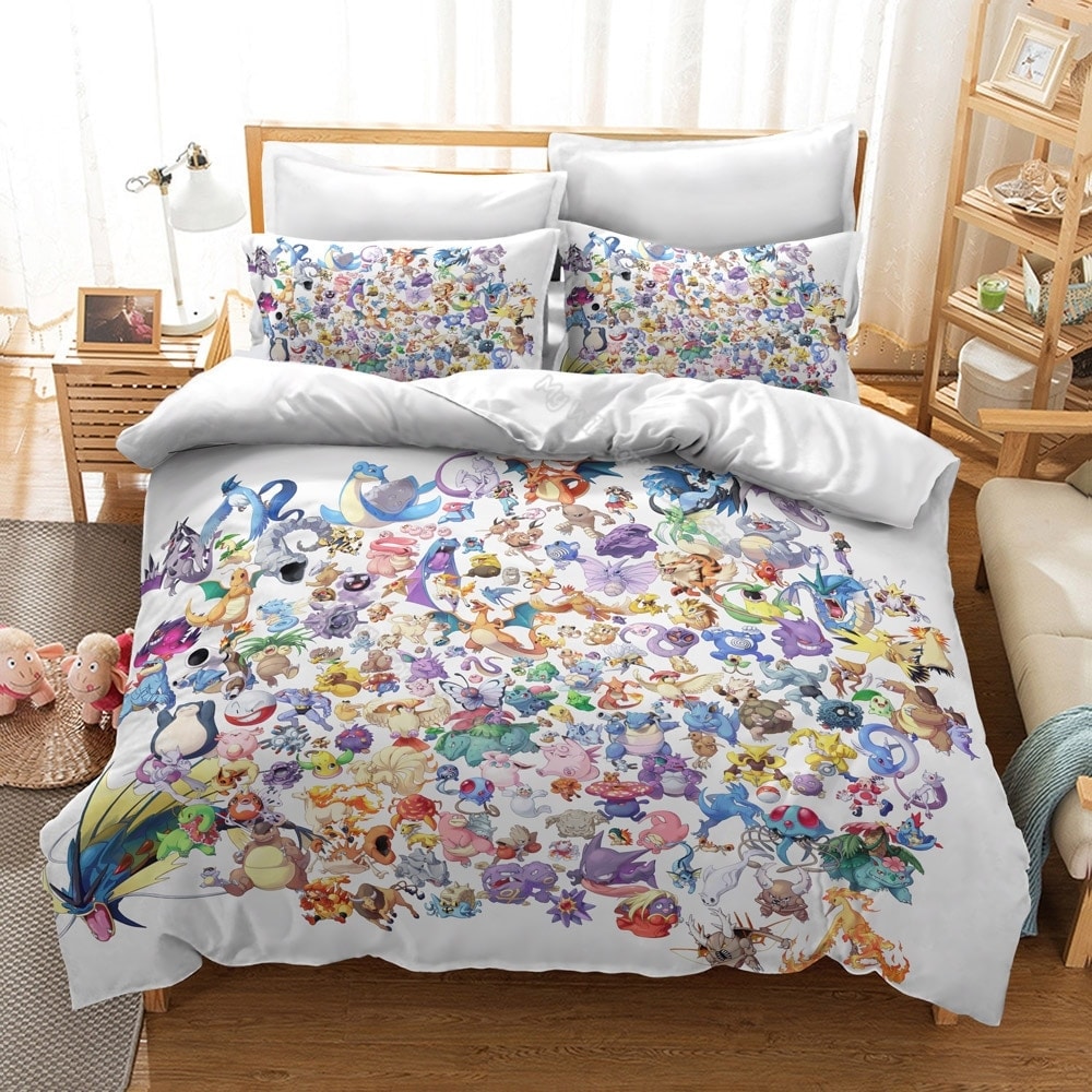 Parure de lit blanche avec imprimé Pokémon 61955 aa39aa
