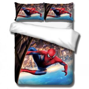 Parure de lit Spiderman intrépide. Bonne qualité, confortable et à la mode sur un lit dans une maison