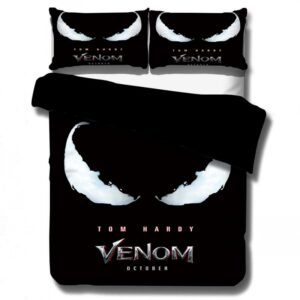 Parure de lit Noir Venom. Bonne qualité, confortable et à la mode sur un lit dans une maison