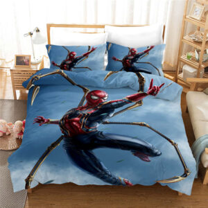 Parure de lit bleue Spiderman équipé. Bonne qualité, confortable et à la mode sur lit dans une maison