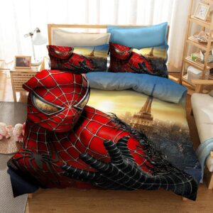 Parure de lit Spiderman en fusion avec Venom. Bonne qualité, confortable et à la mode sur un lit dans une maison