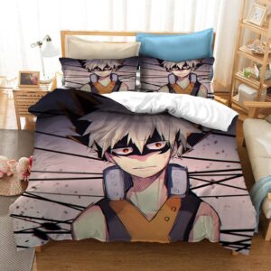 Pa.rure de lit Katsuki Bakugô. Bonne qualité, confortable et à la mode sur un lit dans une maison