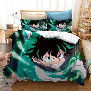 Parure de lit Izuku Midoriya en pleine attaque. Bonne qualité, confortable et à la mode sur un lit dans une maison