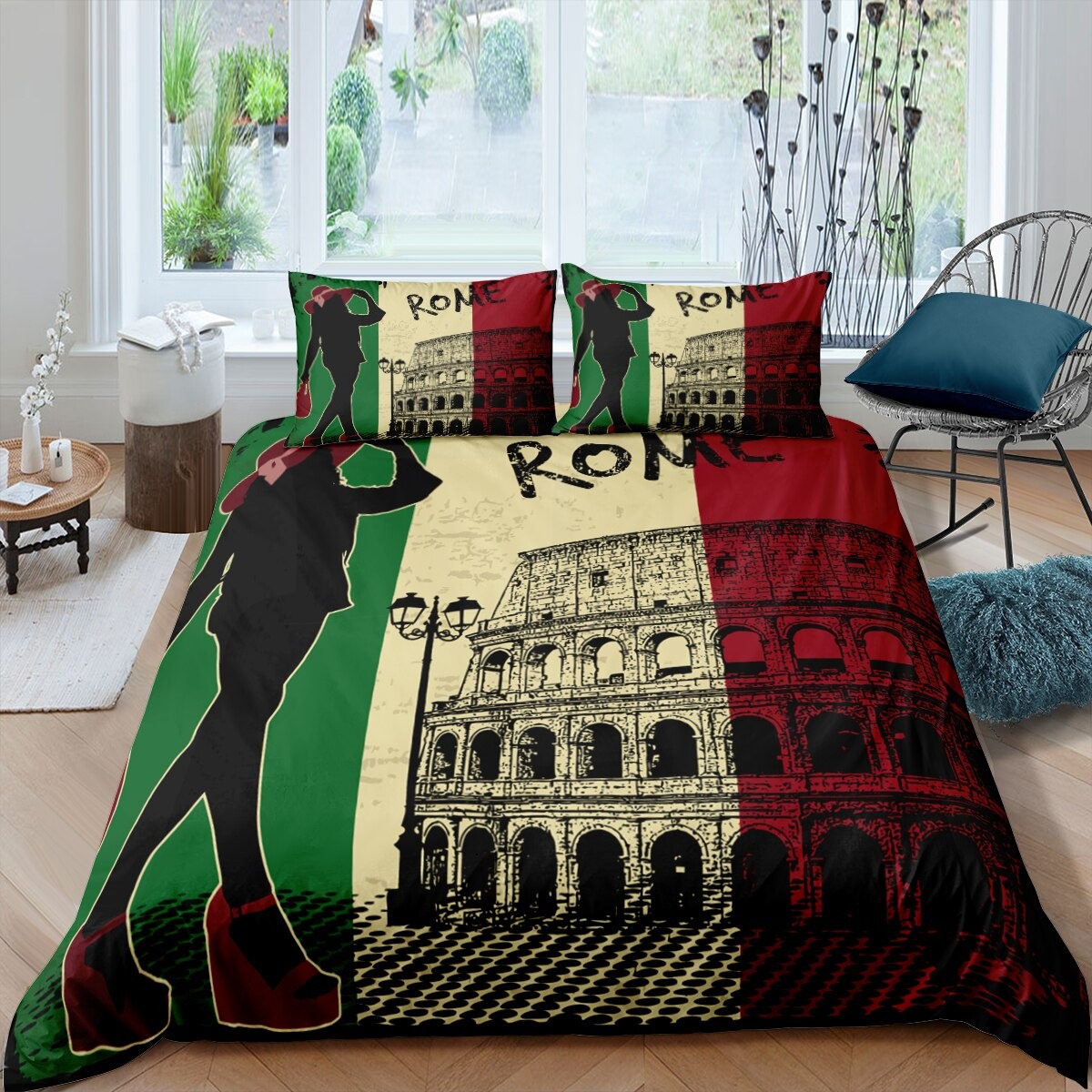 Parure de lit de l'Italie drapeau avec le Colisée