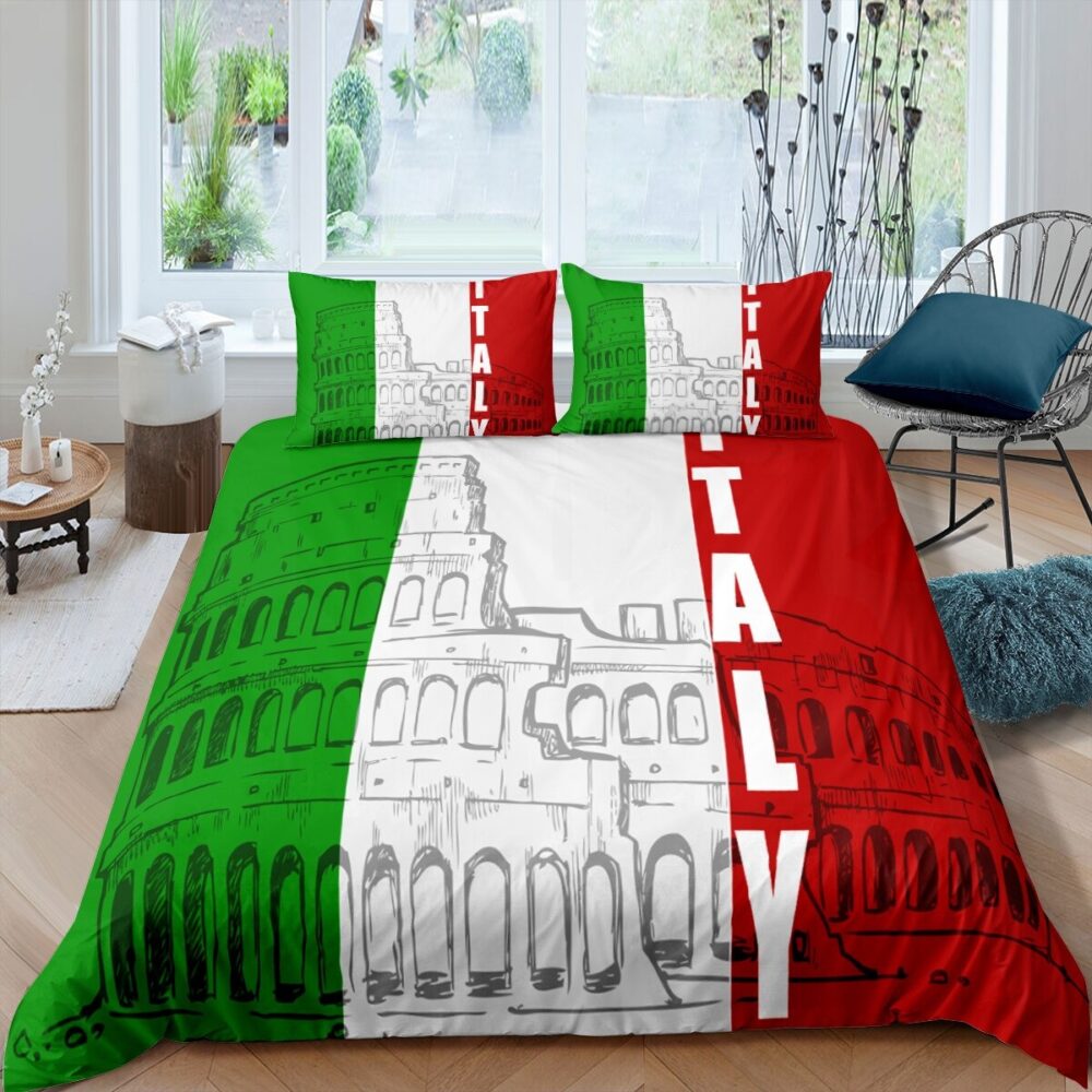 Parure de lit de l'Italie Colisée de Rome et drapeau