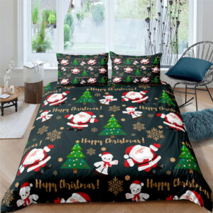 Parure de lit Noël confortable et douce. Bonne qualité, confortable et à la mode sur un lit dans une maison
