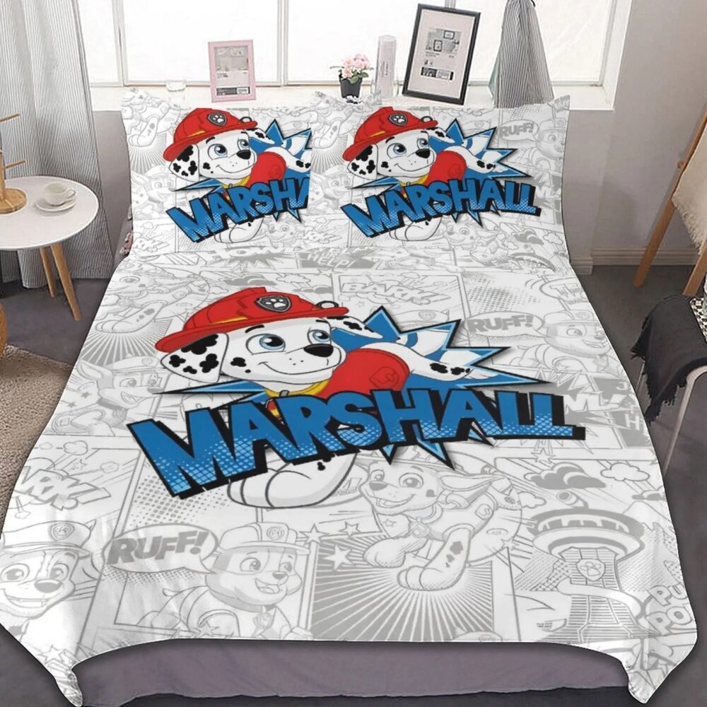 Parure de lit Pat Patrouille Marcus avec un fond bande dessinée img Parure de lit Pat Patrouille Marcus avec un fond bande dessine 01