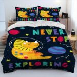 Parure de lit dinosaure l'explorateur de l'espace avec un fond une chambre