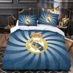 Parure de lit Real Madrid effet 3D pour deux personnes avec un fond une chambre