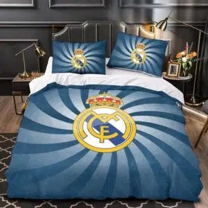 Parure de lit Real Madrid effet 3D pour deux personnes avec un fond une chambre