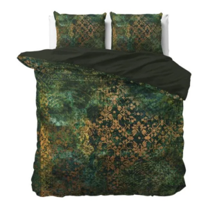 Parure de lit bohème vert et marron