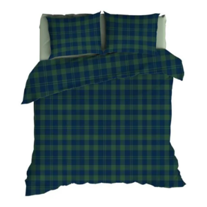 Parure de lit à motif écossais bleu et vert