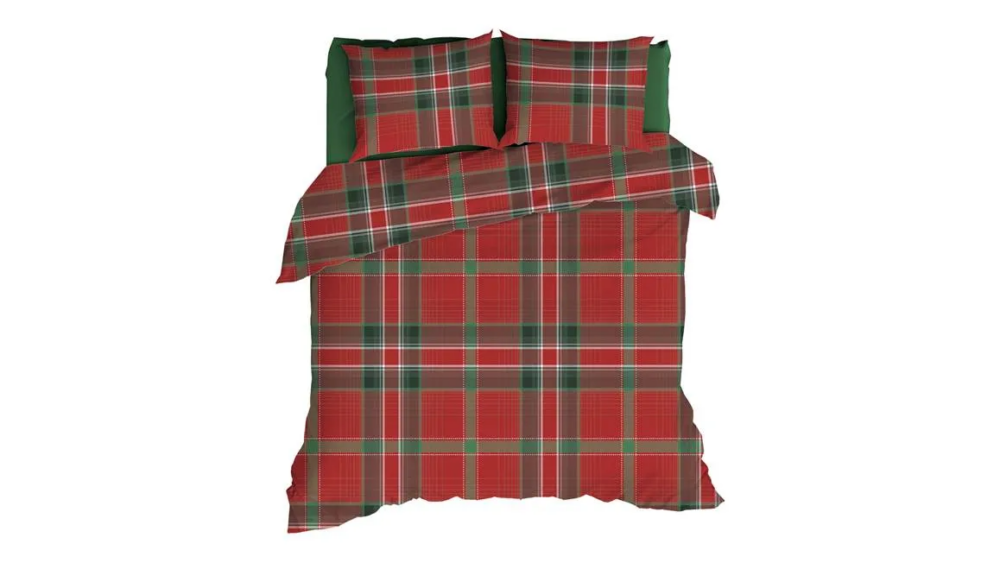 Parure de lit écossais de Noël avec un fond blanc