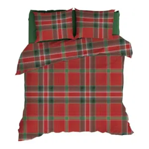 Parure de lit écossais de Noël avec un fond blanc