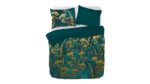 Parure de lit vert foncé motif floral avec un fond blanc