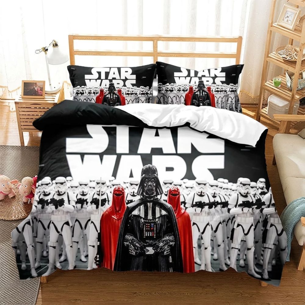 Parure de lit Star Wars avec Dark Vador et l'Armée Impériale, dans une chambre à coucher