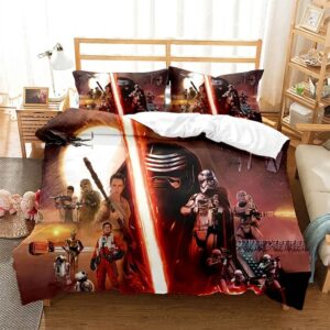 Parure de lit Star Wars à l'image de Kylo Ren et de la Résistance, dans une chambre à coucher