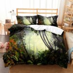 Parure de lit à motif jungle dans une chambre à coucher