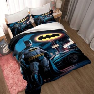 Parure de lit Batman avec sa Batmobile dans une chambre à coucher