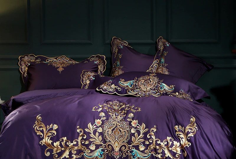 Parure De Lit King Size 100% Coton égyptien, 1000 Fils, Couleur Lavande, Neuve
