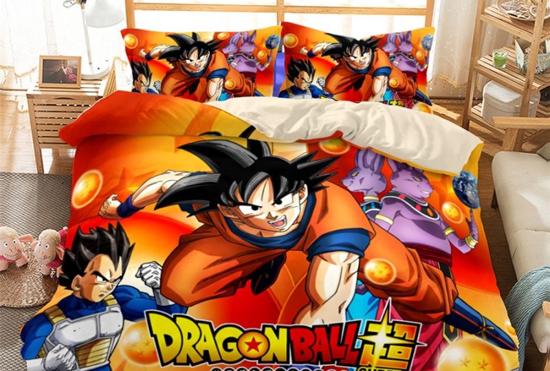 Parure de lit Dragon Ball Super, bonne qualité, confortable sur un lit dans une maison