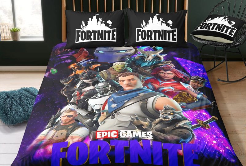 Parure de lit Fortnite End Game. Bonne qualité, confortable et à la mode sur un lit dans une maison