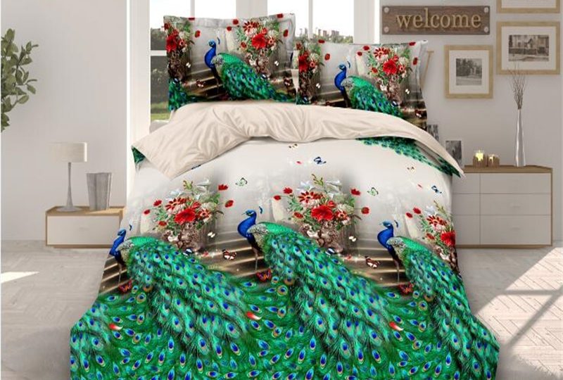 28466-d0d4a9.jpg parure de lit paon romantique. Bonne qualité, confortable et à la mode sur un lit dans une maison