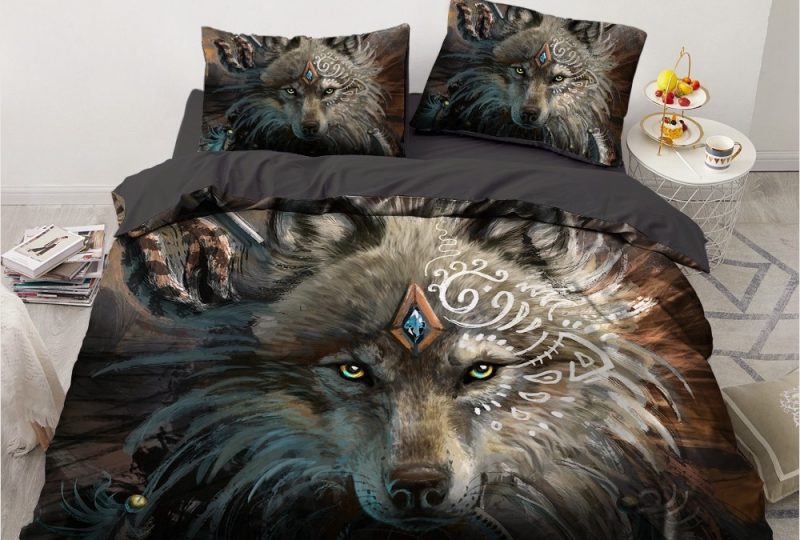 Parure de lit divinité animale. Bonne qualité, confortable et à la mode sur un lit dans une maison