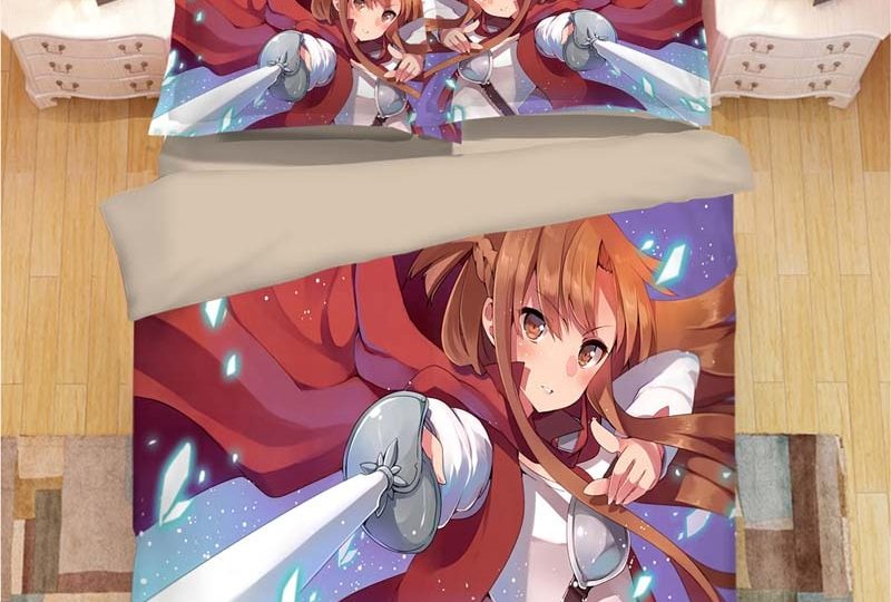 Parure de lit Asuna de Sword Art Online. Bonne qualité, confortable et à la mode sur un lit dans une maison