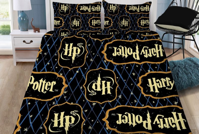 Parure de lit noir carrelet bleu Harry Potter. Bonne qualité, confortable et à la mode sur une maison