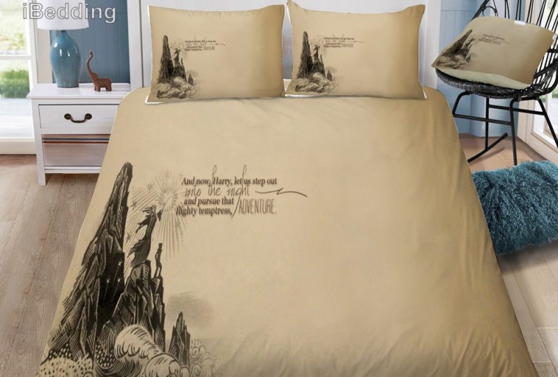 Parure de lit blanche dessin Aventure de Harry dans la nuit.Bonne qualité, confortable et à la mode sur un lit dans une maison