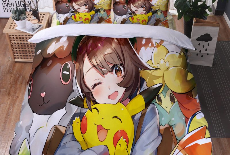 Parure de lit Serena et les Pokémons. Bonne qualité, confortable et à la mode sur un lit dans une maison