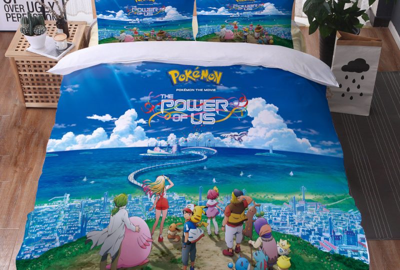 Parure de lit Pokémon power of us. Bonne qualité, confortable et à la mode sur un lit dans une maison