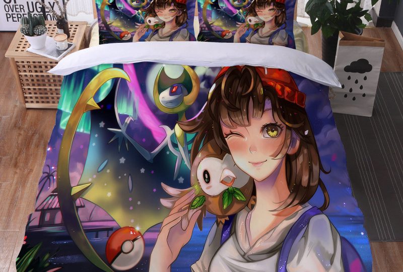 Parure de lit Serena de Pokémon. Bonne qualité, confortable et à la mode sur un lit dans une maison