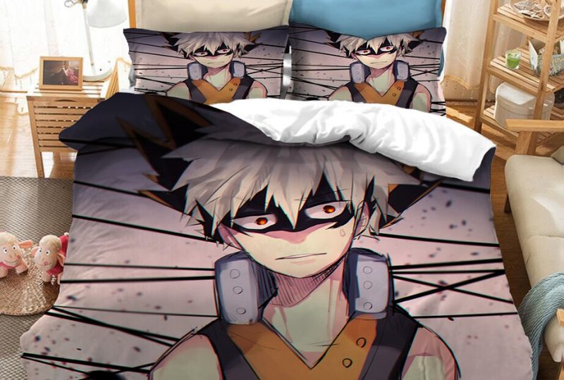 Pa.rure de lit Katsuki Bakugô. Bonne qualité, confortable et à la mode sur un lit dans une maison