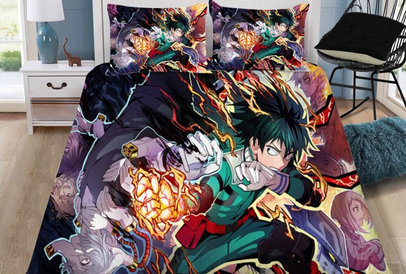 Parure de lit Izuki en plein combat. Bonne qualité, confortable et à la mode sur un lit dans une maison