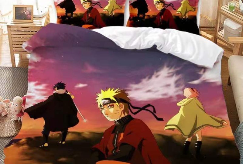 Parure de lit Naruto penseur pour garçon. Bonne qualité, confortable et à la mode sur un lit dans une maison